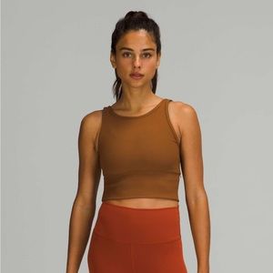 Copper Brown lululemon power pivot tank, size 4